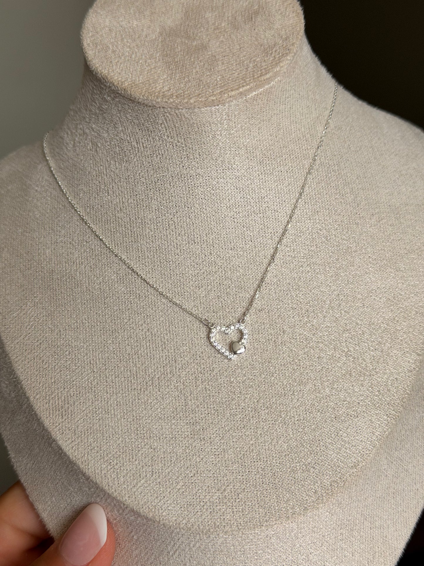 Collar corazón doble